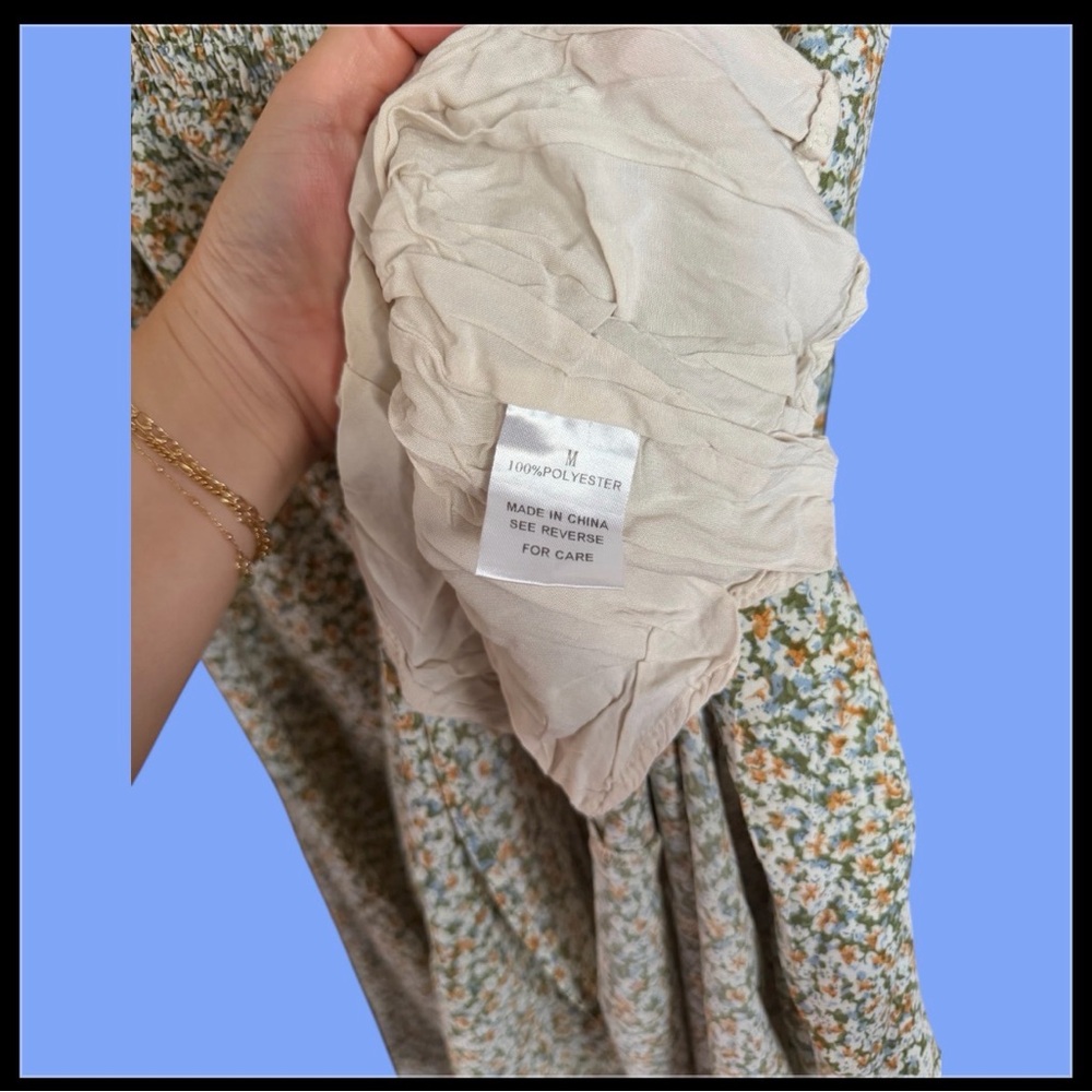 Light Floral Cream Maxi Dress with Ruffle Hem - Picture 7 of 7